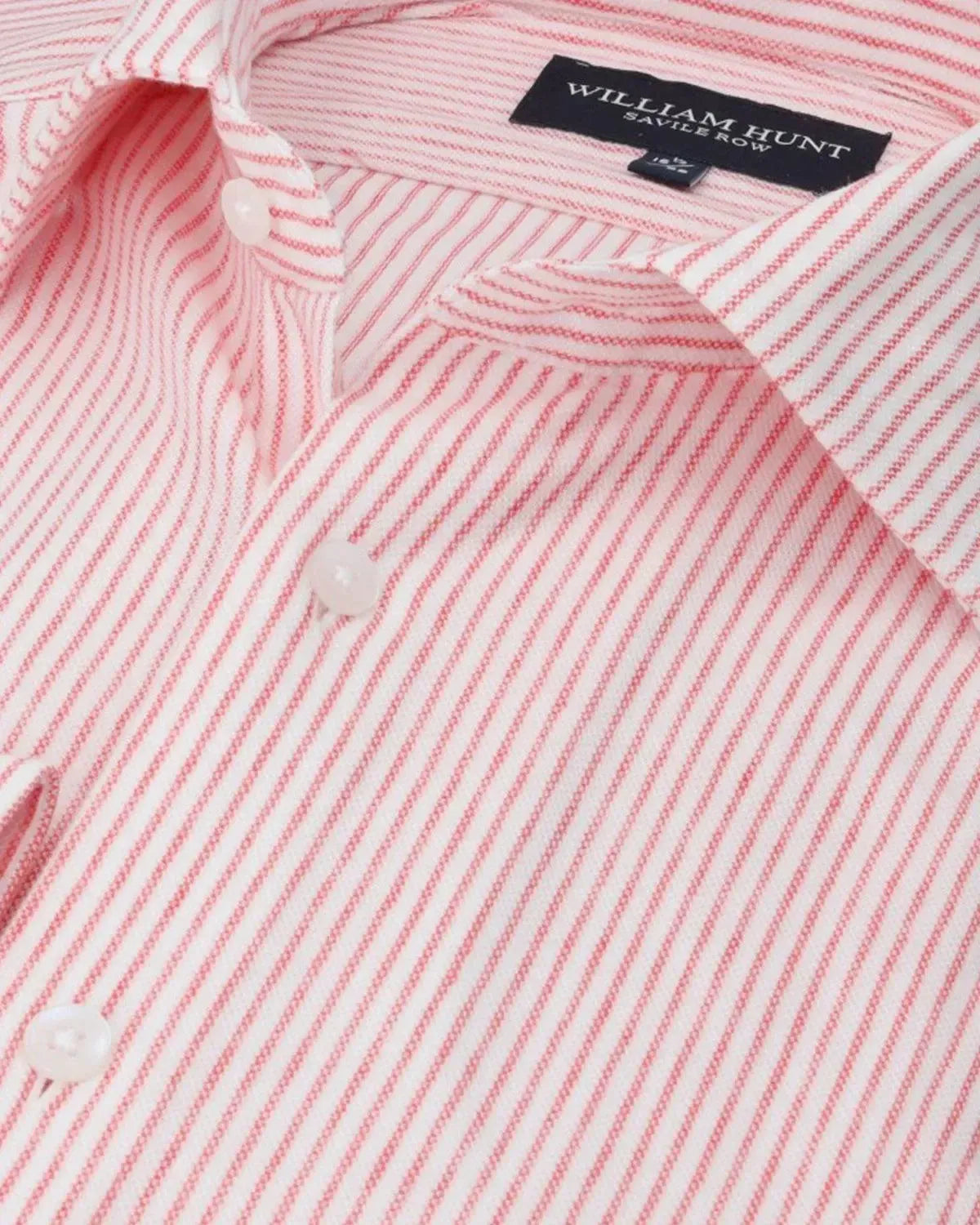 WILLIAM HUNT Rope Stripe Textured Shirt Red/White-MALFORD OF LONDON SAVILE ROW MENSWEAR OUTLET