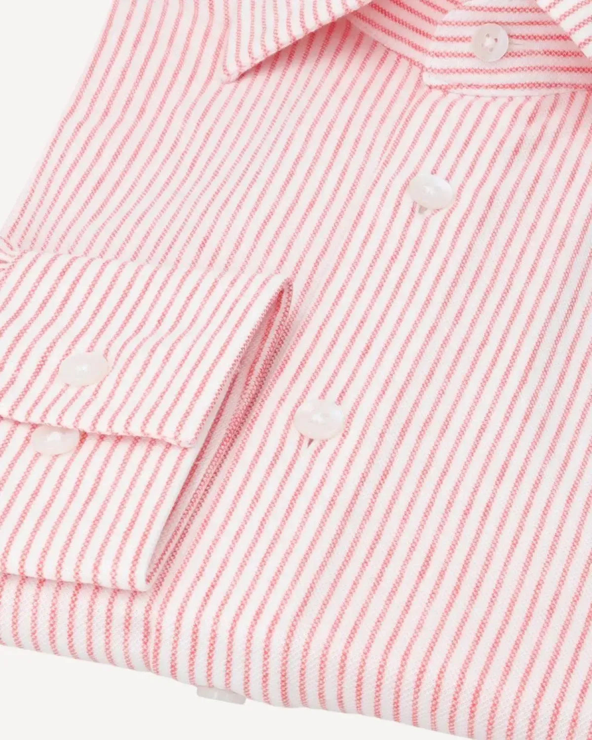 WILLIAM HUNT Rope Stripe Textured Shirt Red/White-MALFORD OF LONDON SAVILE ROW MENSWEAR OUTLET