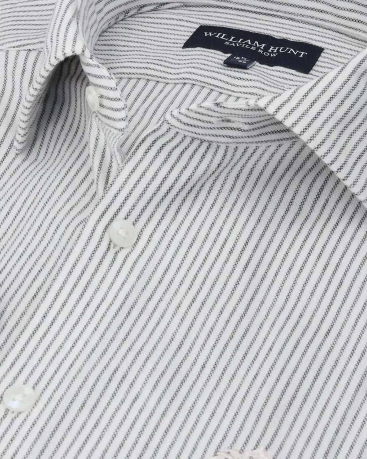 WILLIAM HUNT Rope Stripe Textured Shirt White/Charcoal-MALFORD OF LONDON SAVILE ROW MENSWEAR OUTLET