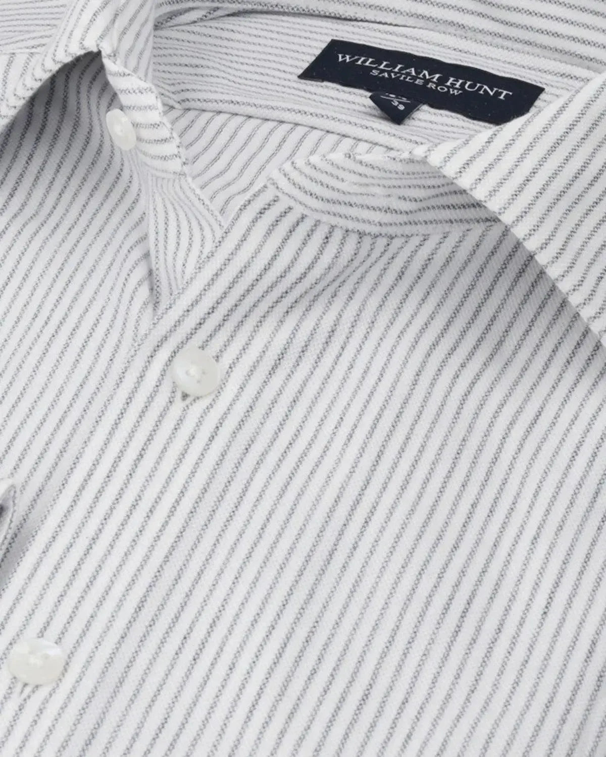 WILLIAM HUNT Rope Stripe Textured Shirt White/Navy-MALFORD OF LONDON SAVILE ROW MENSWEAR OUTLET