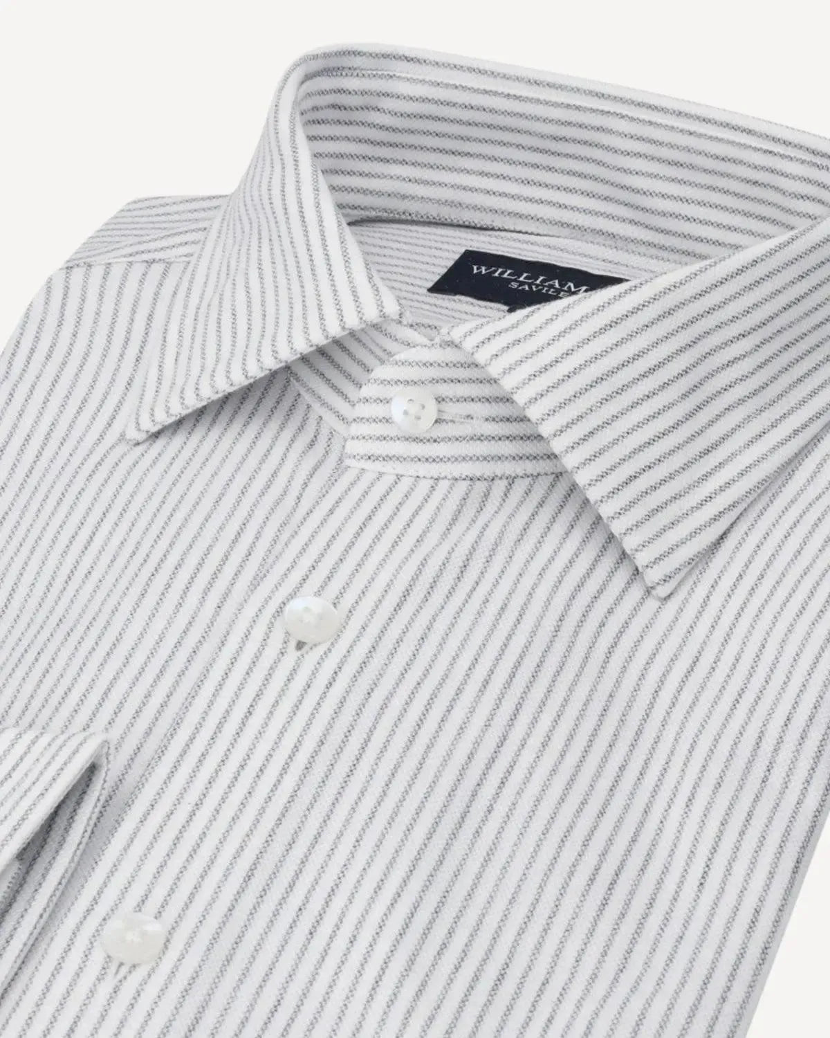 WILLIAM HUNT Rope Stripe Textured Shirt White/Navy-MALFORD OF LONDON SAVILE ROW MENSWEAR OUTLET