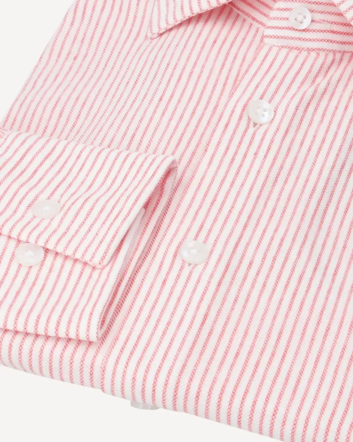WILLIAM HUNT Rope Stripe Textured Shirt White/Red-MALFORD OF LONDON SAVILE ROW MENSWEAR OUTLET