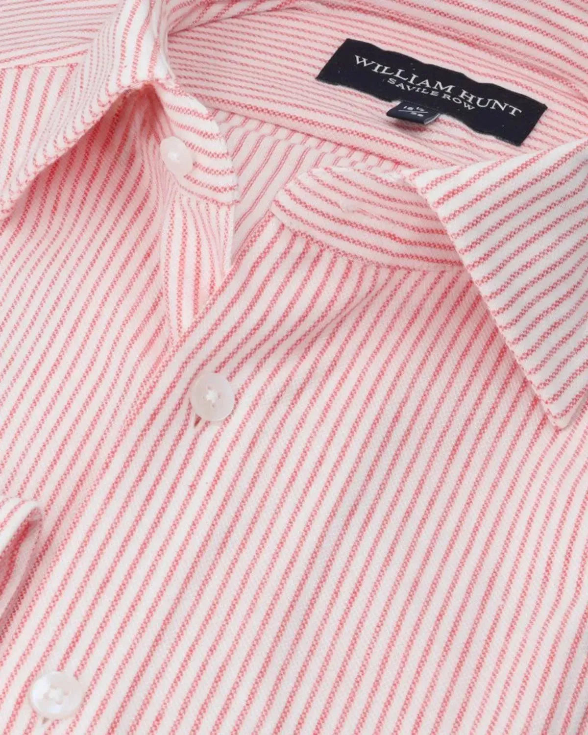 WILLIAM HUNT Rope Stripe Textured Shirt White/Red-MALFORD OF LONDON SAVILE ROW MENSWEAR OUTLET