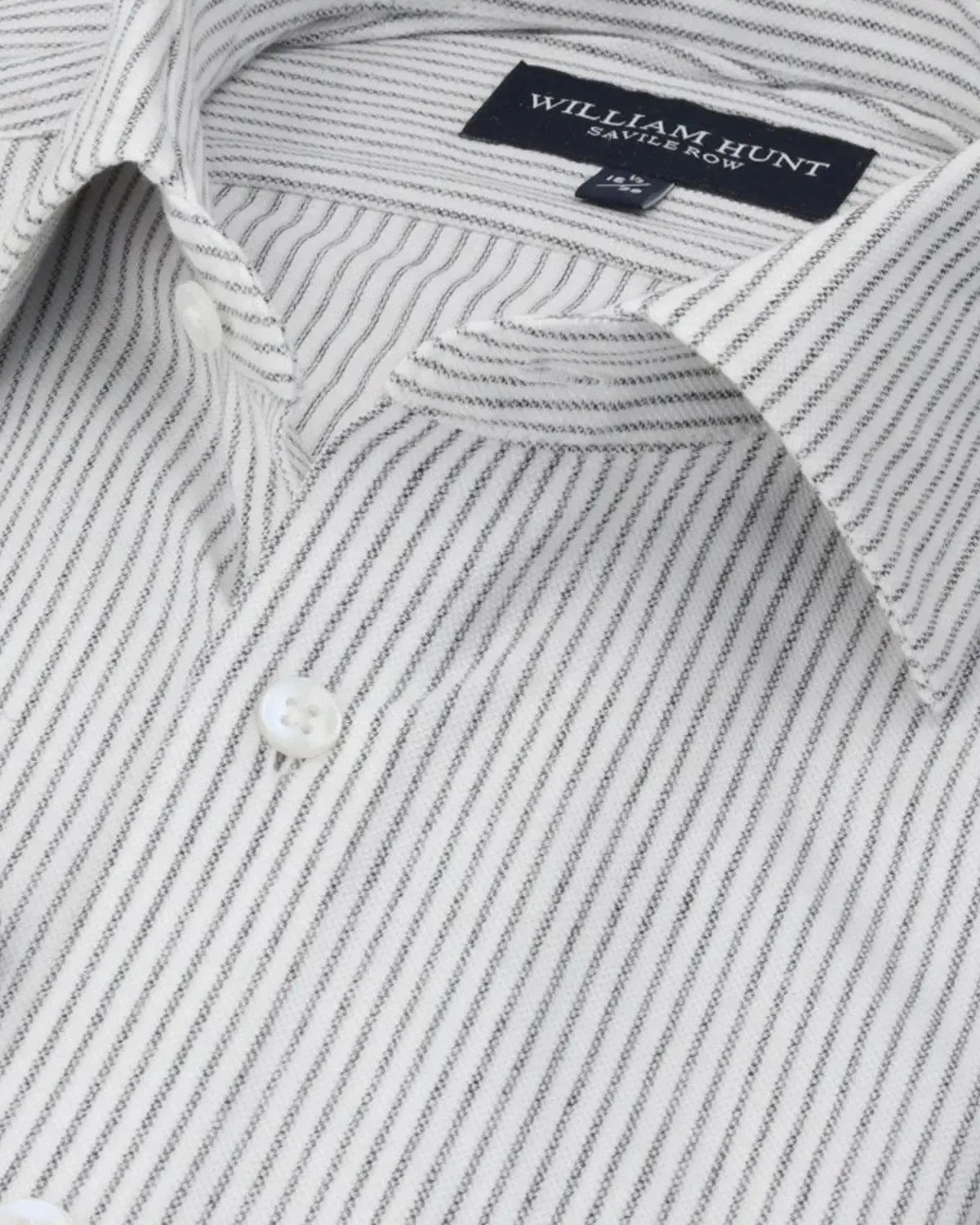 WILLIAM HUNT Thin Rope Stripe Shirt White/Charcoal-MALFORD OF LONDON SAVILE ROW MENSWEAR OUTLET