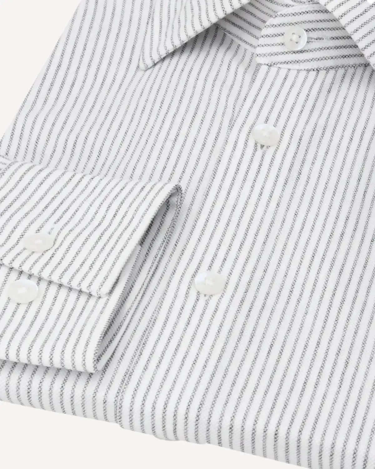 WILLIAM HUNT Thin Rope Stripe Shirt White/Charcoal-MALFORD OF LONDON SAVILE ROW MENSWEAR OUTLET
