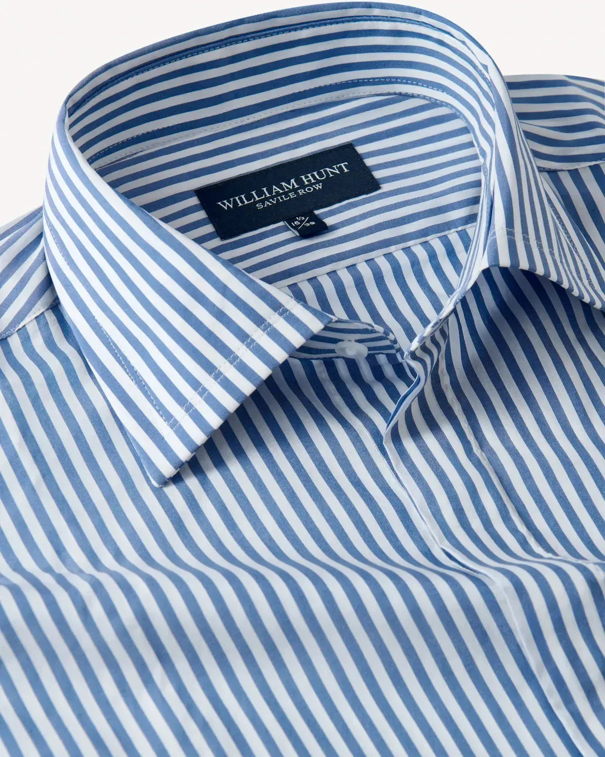 William Hunt Bengal Stripe Shirt Blue White-MALFORD OF LONDON SAVILE ROW MENSWEAR OUTLET