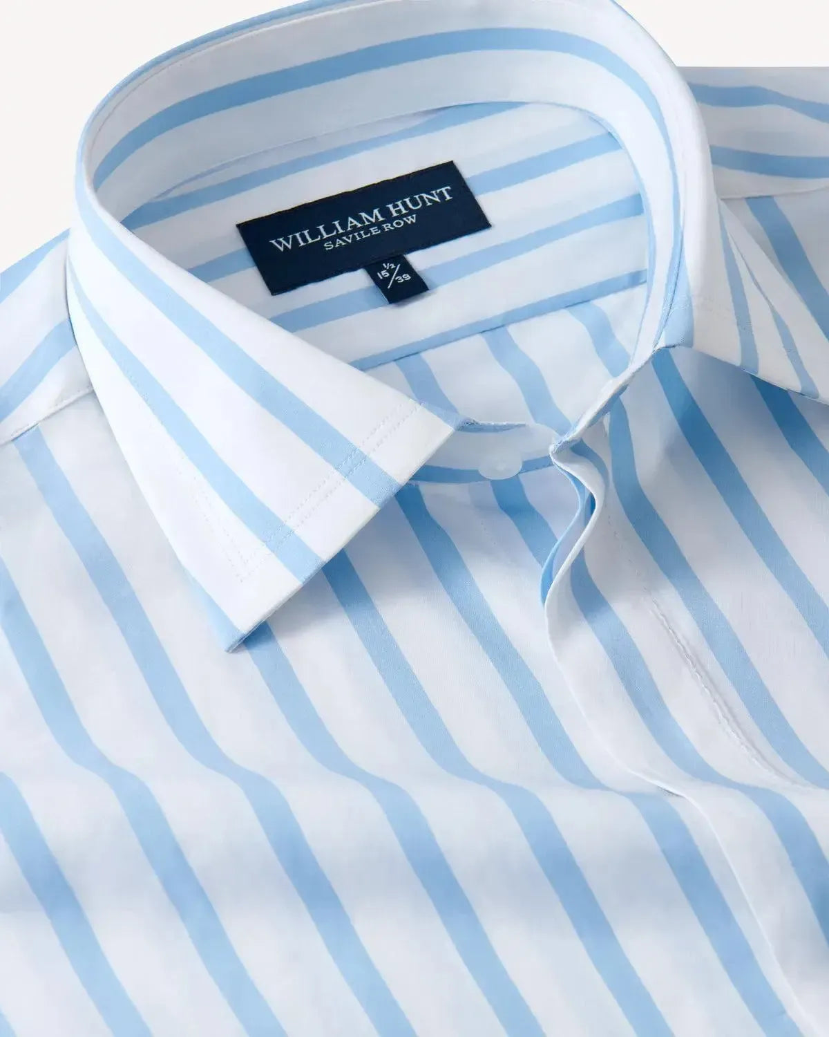 William Hunt Bold Stripe Shirt White Blue-MALFORD OF LONDON SAVILE ROW MENSWEAR OUTLET