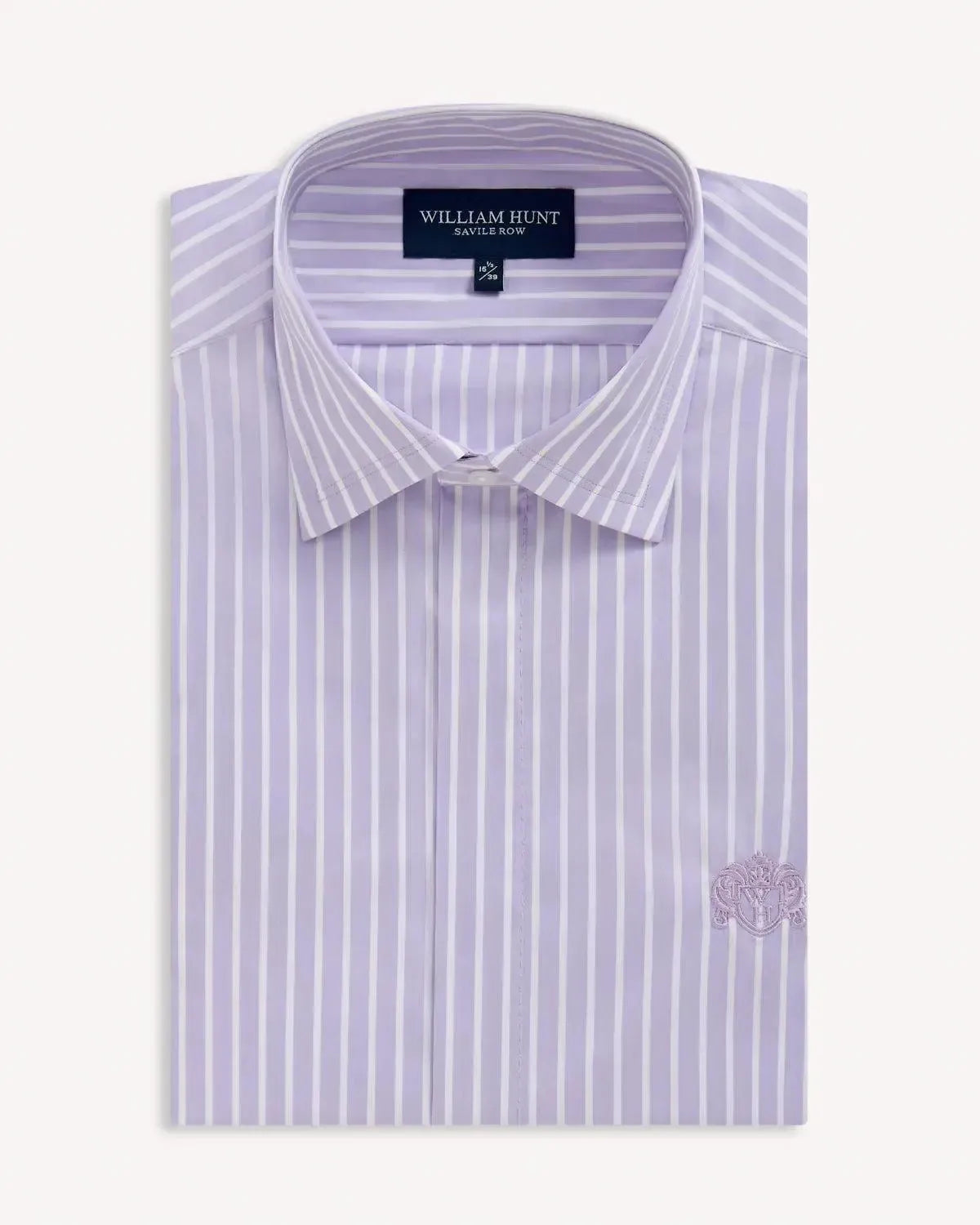 William Hunt CIty Stripe Shirt Lilac-MALFORD OF LONDON SAVILE ROW MENSWEAR OUTLET