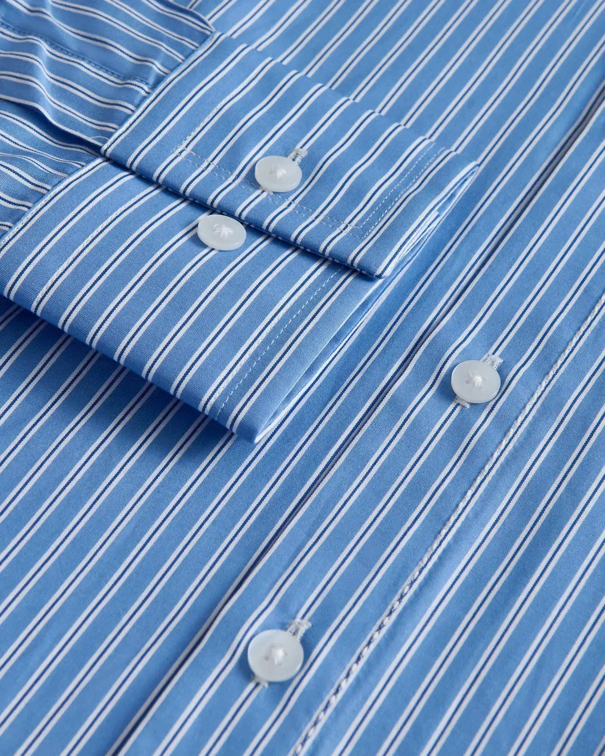 William Hunt City Stripe Shirt Royal White-MALFORD OF LONDON SAVILE ROW MENSWEAR OUTLET
