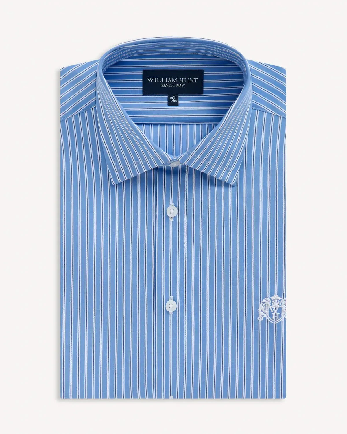 William Hunt City Stripe Shirt Royal White-MALFORD OF LONDON SAVILE ROW MENSWEAR OUTLET