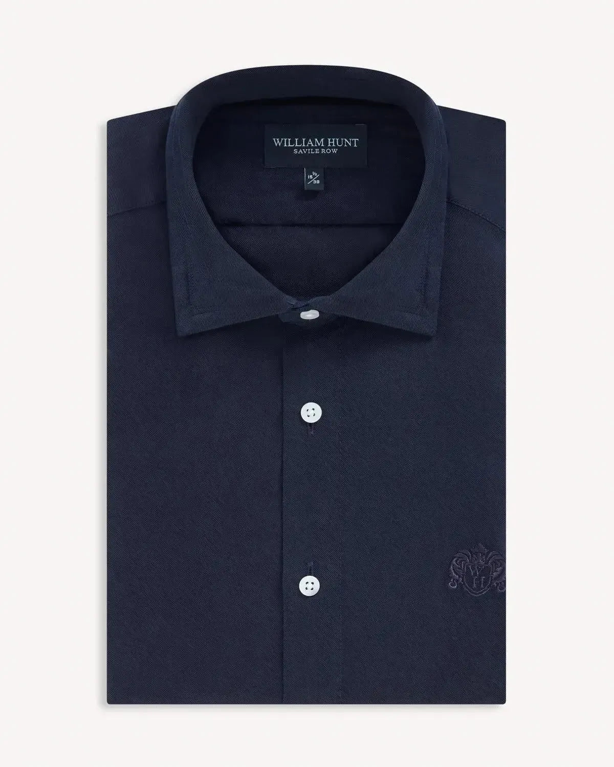 William Hunt Cotton Twill Shirt Navy Blue-MALFORD OF LONDON SAVILE ROW MENSWEAR OUTLET