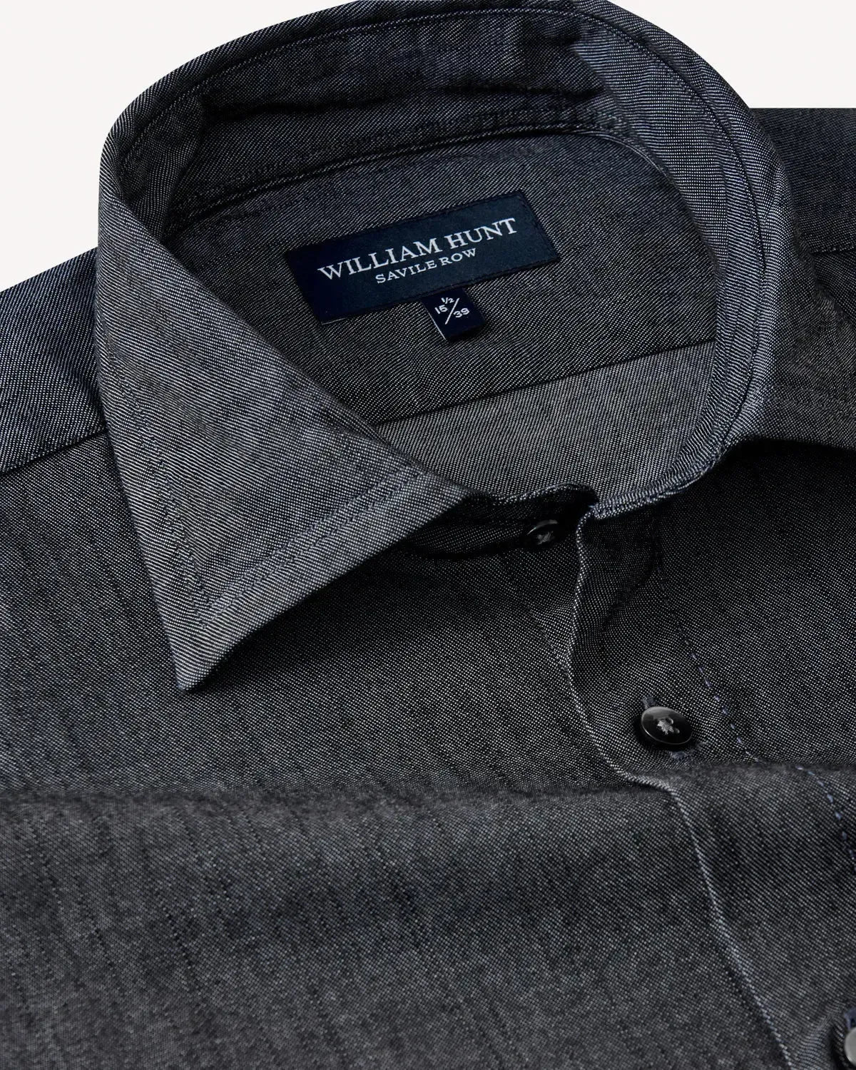 William Hunt Denim Shirt Grey-MALFORD OF LONDON SAVILE ROW MENSWEAR OUTLET