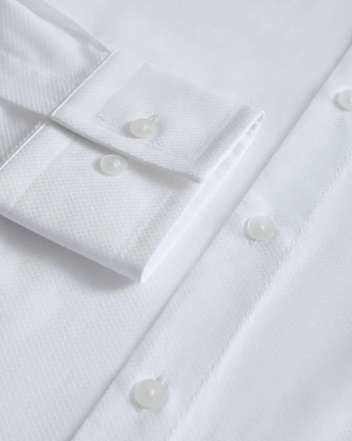 William Hunt Dobby Textured Cotton Shirt White-MALFORD OF LONDON SAVILE ROW MENSWEAR OUTLET