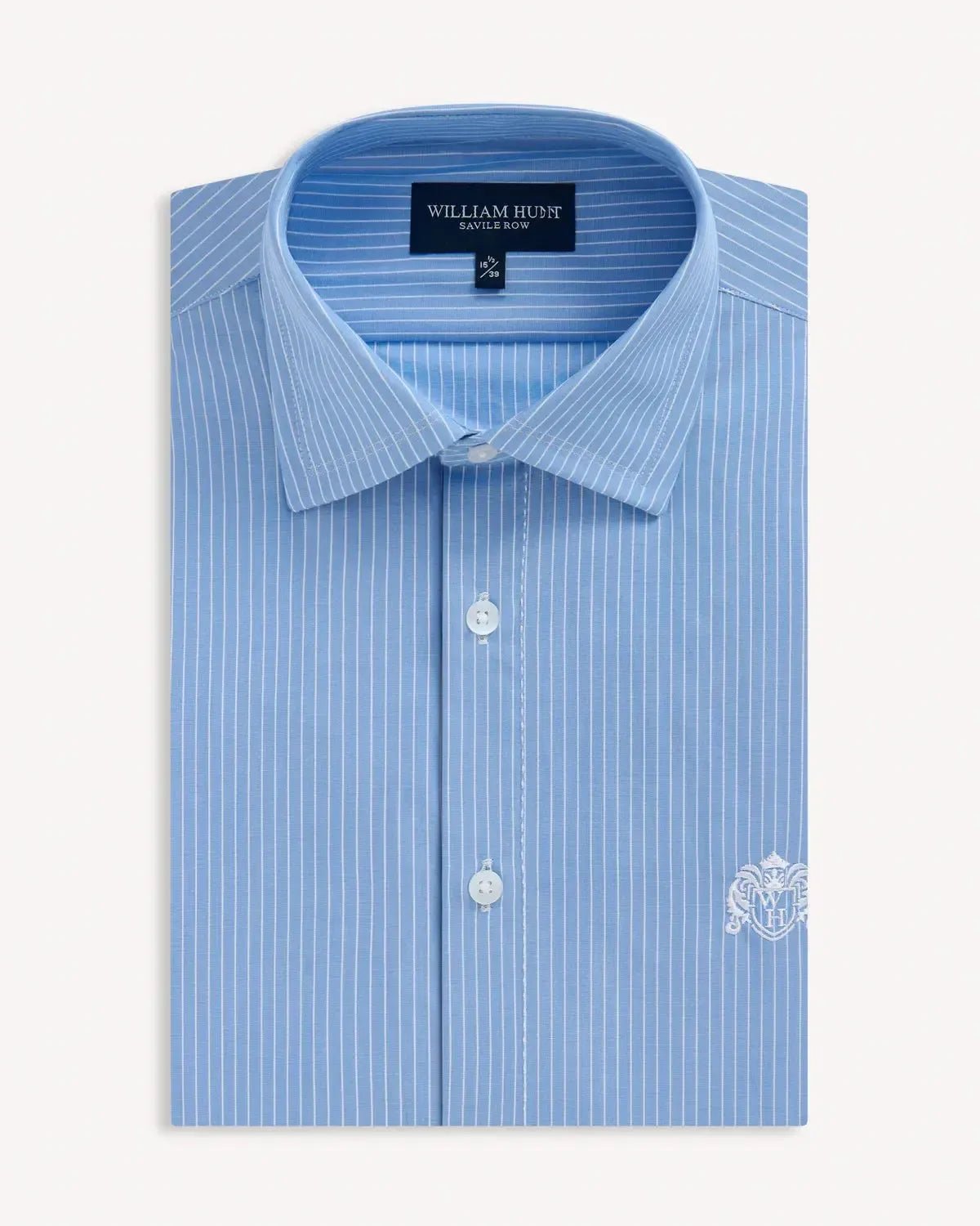 William Hunt Fine Stripe Shirt Light Blue - Savile Row Formalwear Outlet - Malford of London