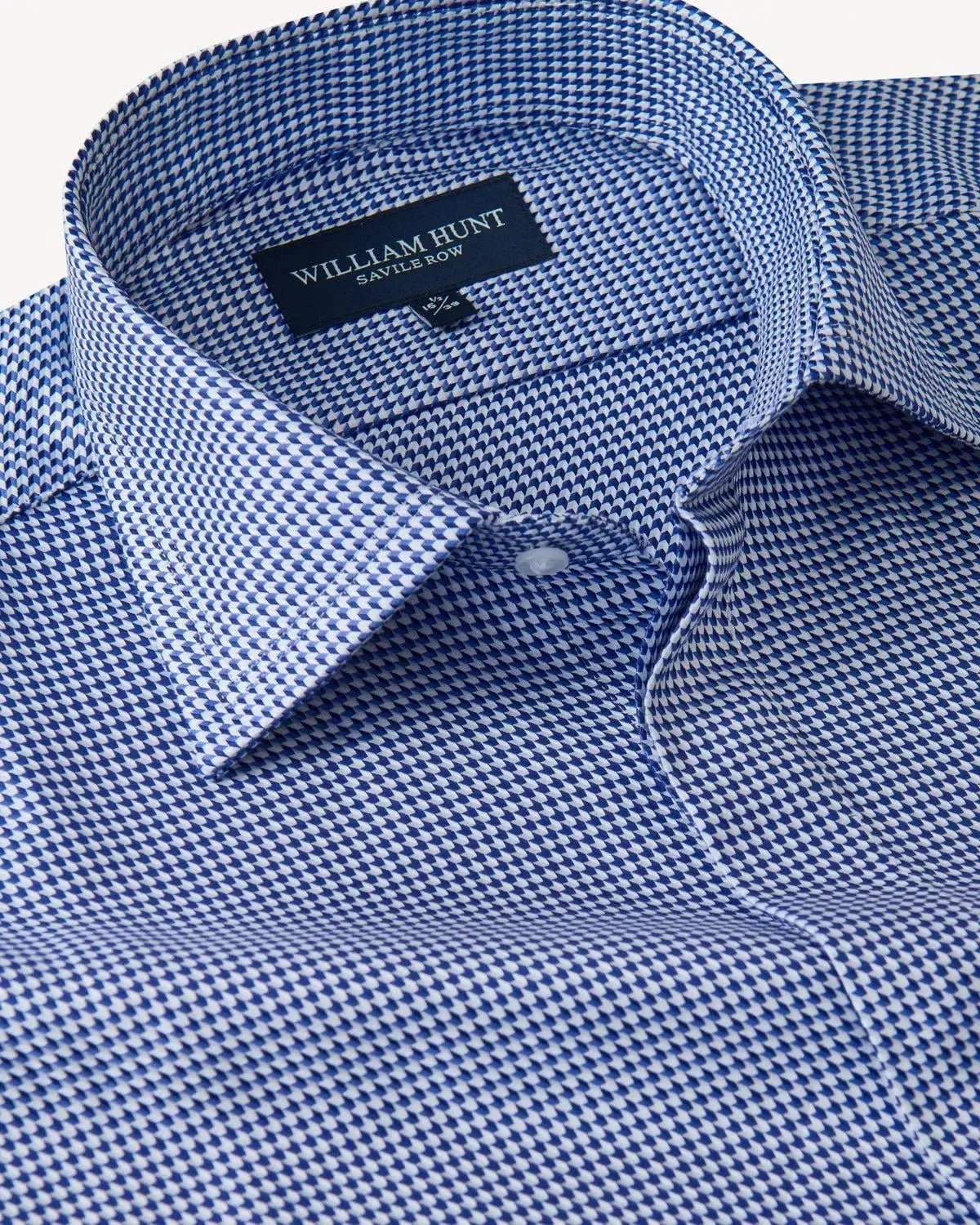 William Hunt Geometric Design Shirt Blue – Savile Row Menswear Outlet | Malford of London