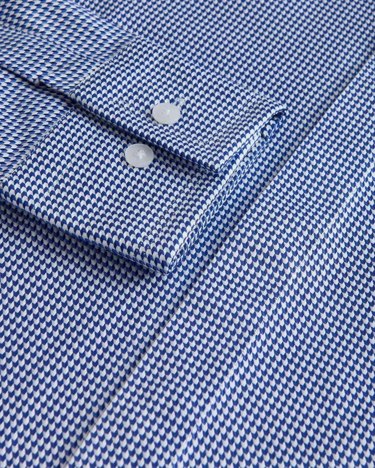 William Hunt Geometric Design Shirt Blue-MALFORD OF LONDON SAVILE ROW MENSWEAR OUTLET