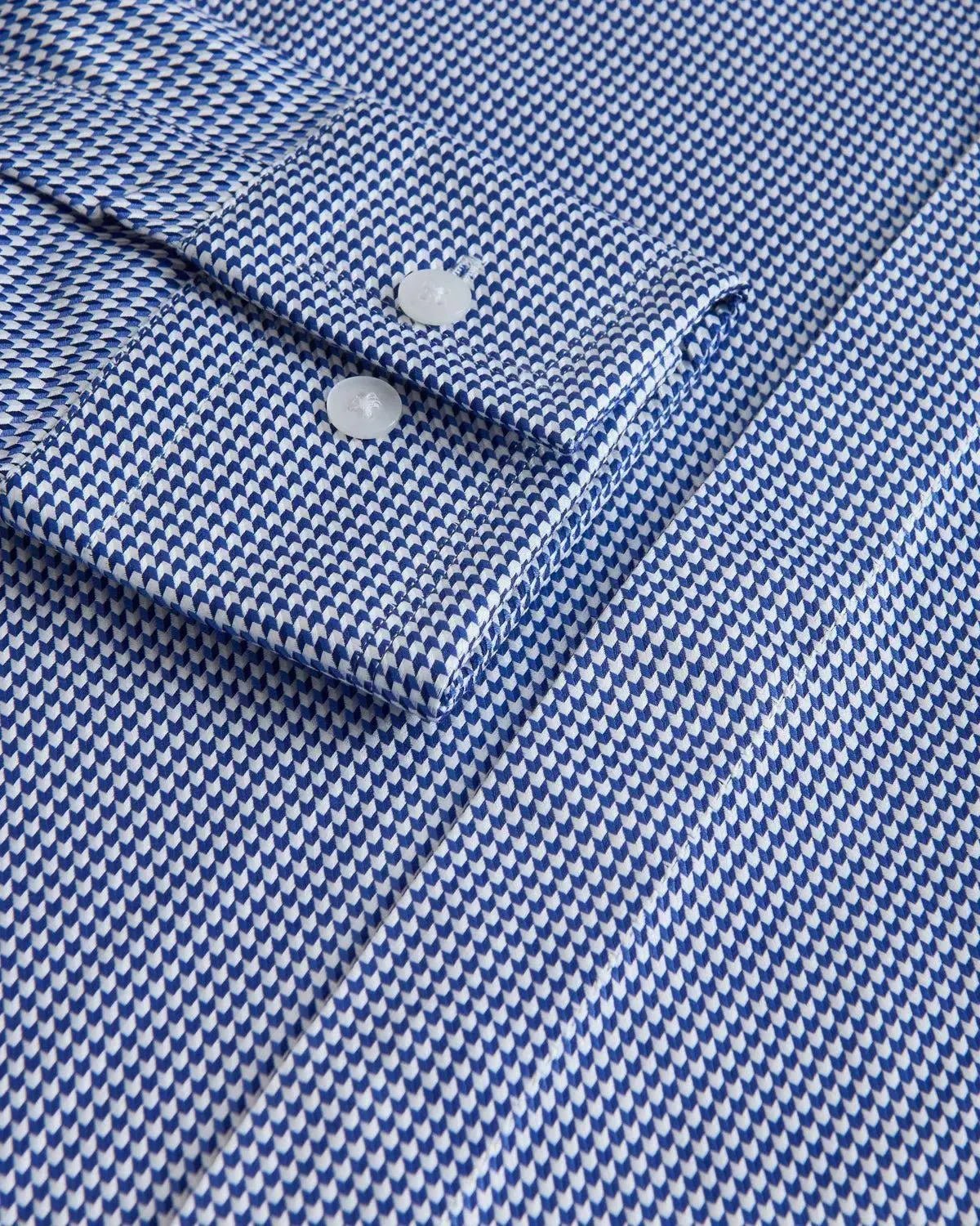 William Hunt Geometric Design Shirt Blue – Savile Row Menswear Outlet | Malford of London