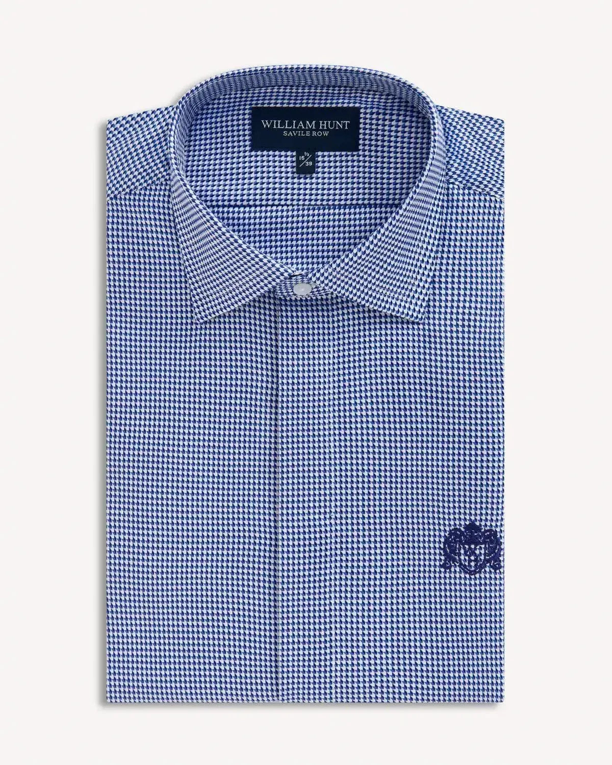 William Hunt Geometric Design Shirt Blue-MALFORD OF LONDON SAVILE ROW MENSWEAR OUTLET