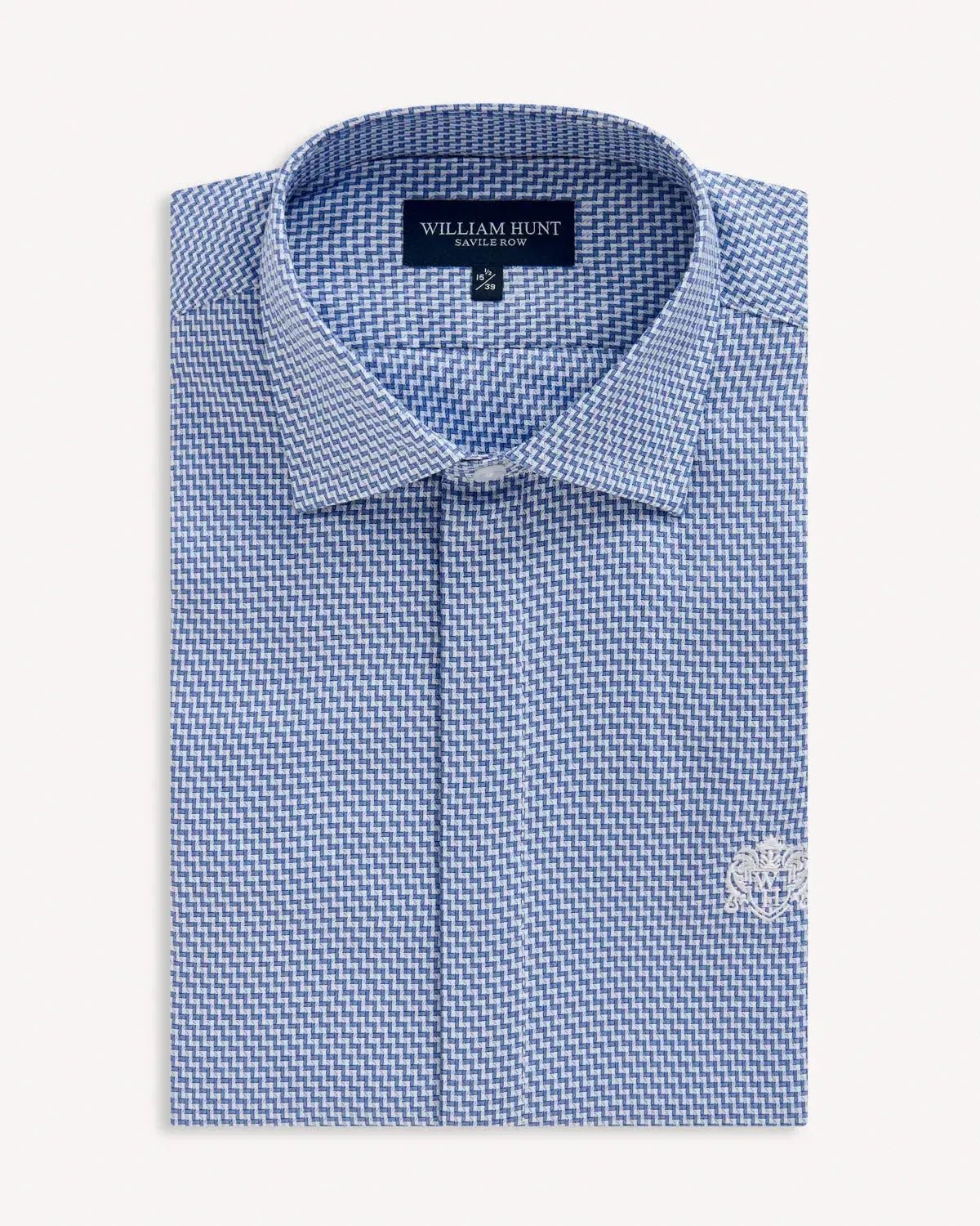 William Hunt Geometric Print Shirt Blue – Tailored Menswear | Malford of London