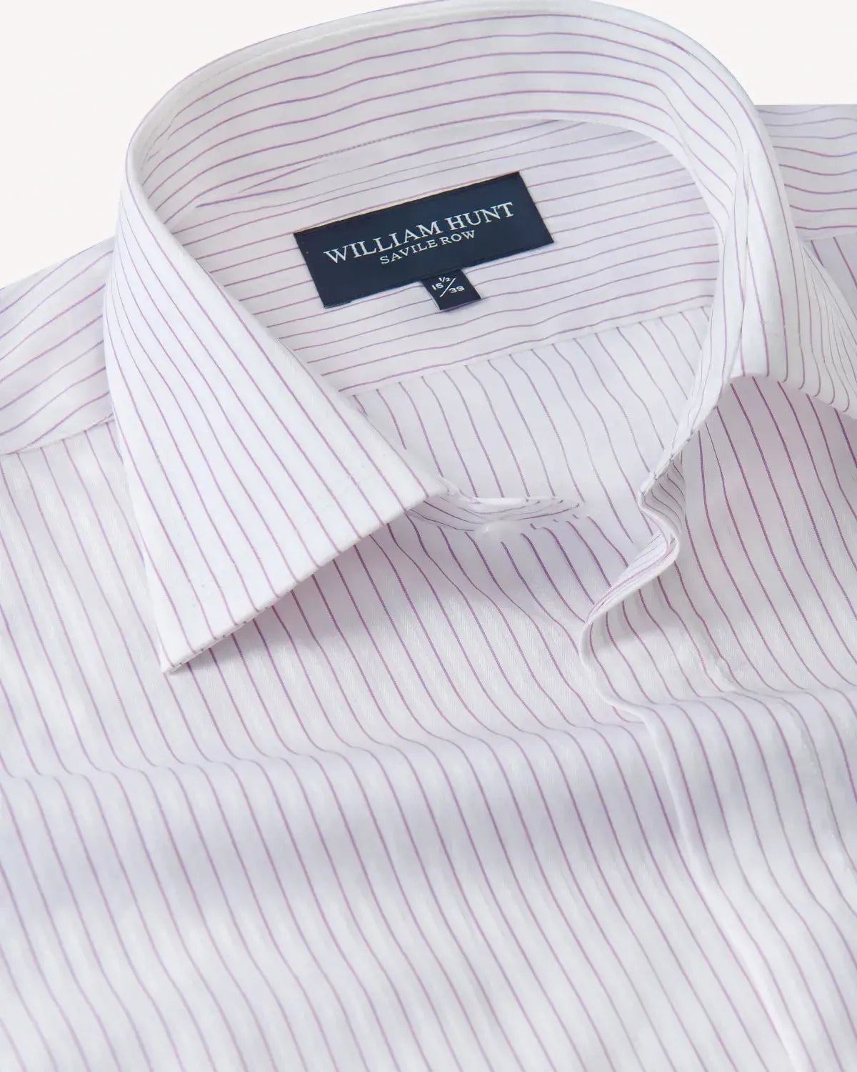 William Hunt Herringbone Stripe Shirt White-MALFORD OF LONDON SAVILE ROW MENSWEAR OUTLET