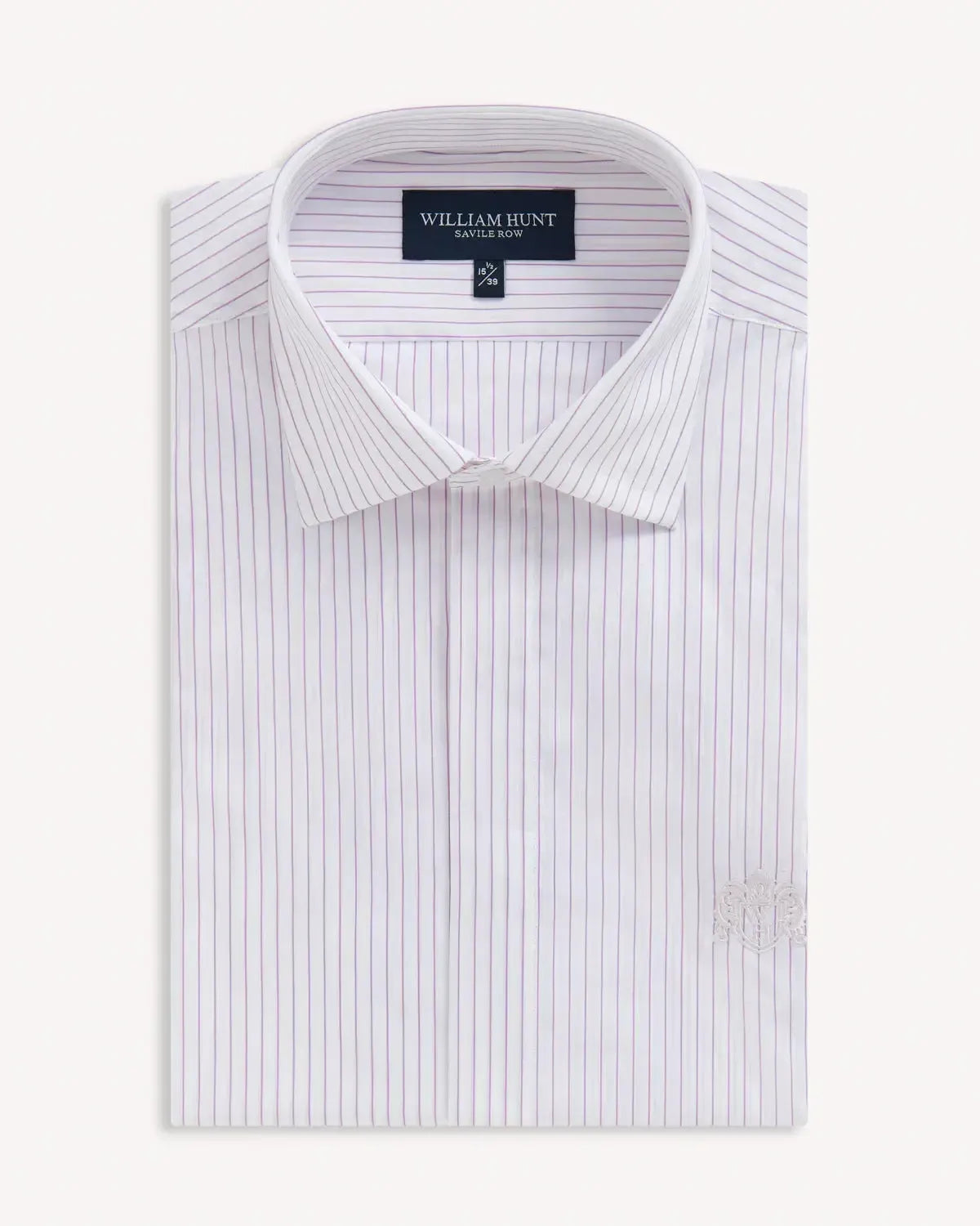 William Hunt Herringbone Stripe Shirt White-MALFORD OF LONDON SAVILE ROW MENSWEAR OUTLET