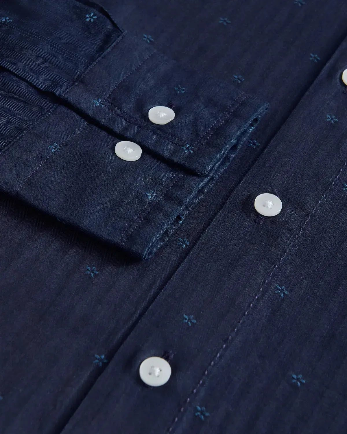 William Hunt Herringbone Weave Shirt Navy – Savile Row Menswear Outlet | Malford of London