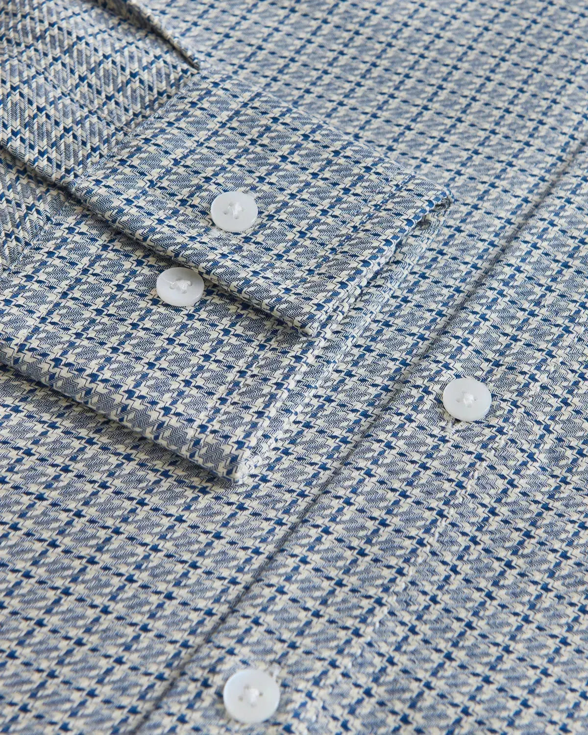 William Hunt Houndstooth Check Shirt Black White-MALFORD OF LONDON SAVILE ROW MENSWEAR OUTLET