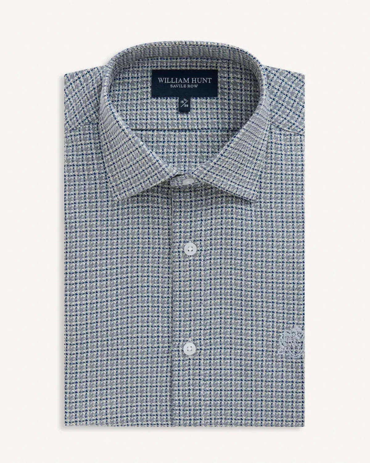 William Hunt Houndstooth Check Shirt Black White-MALFORD OF LONDON SAVILE ROW MENSWEAR OUTLET