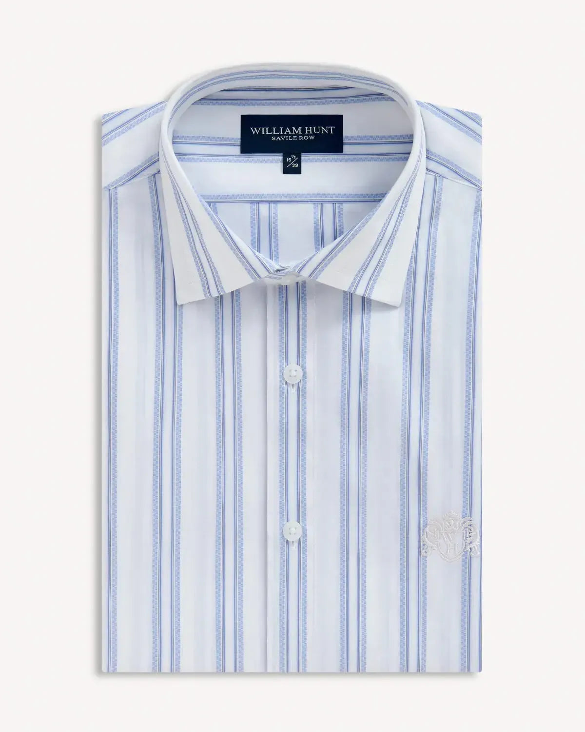 William Hunt Multi Stripe Shirt Royal White-MALFORD OF LONDON SAVILE ROW MENSWEAR OUTLET