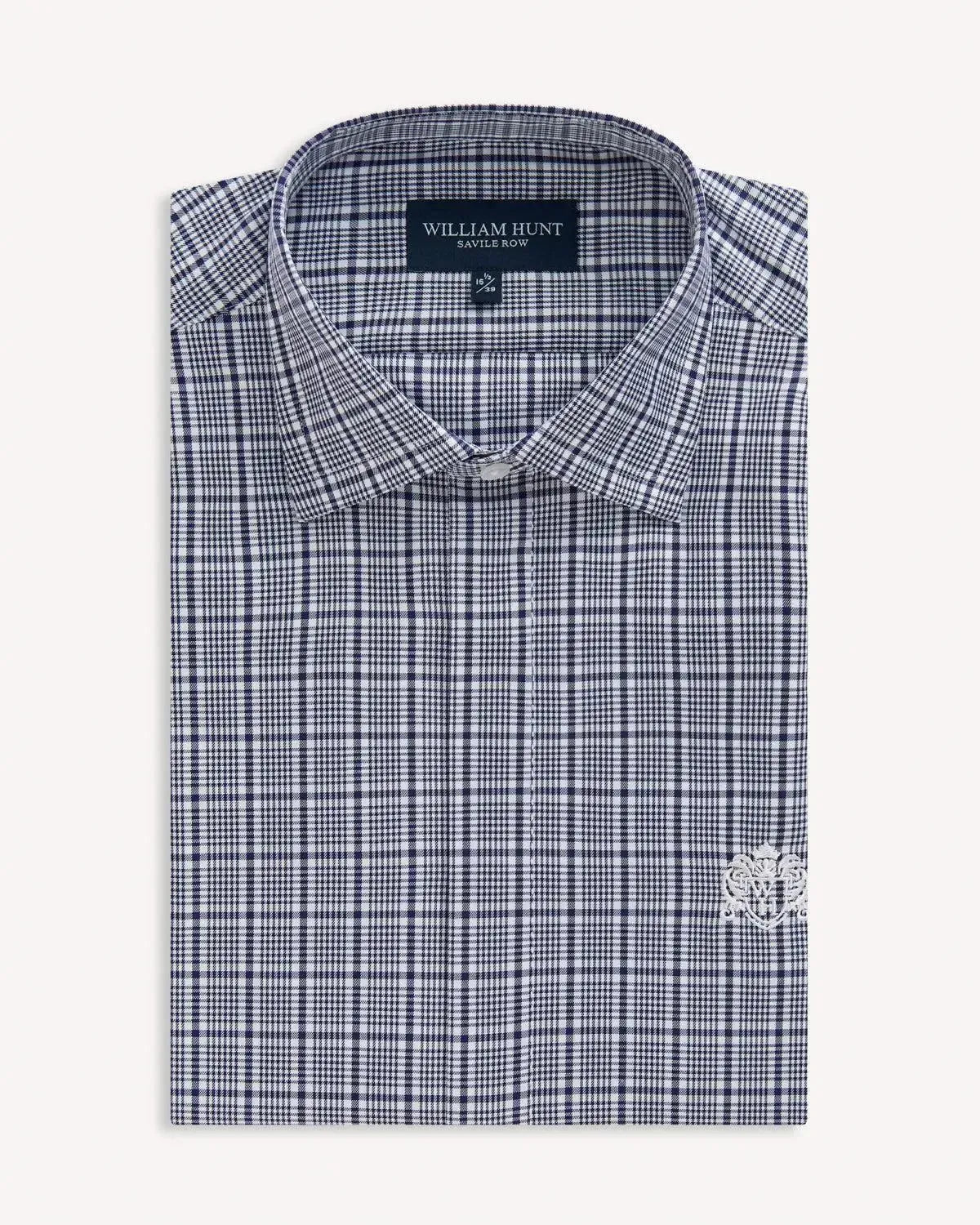 William Hunt POW Check Shirt Navy-MALFORD OF LONDON SAVILE ROW MENSWEAR OUTLET