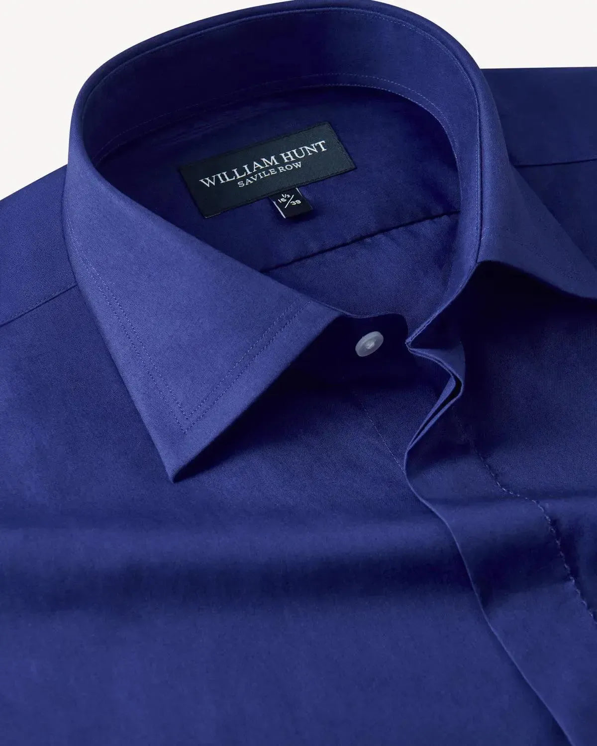 William Hunt Poplin Shirt Cobalt Blue-MALFORD OF LONDON SAVILE ROW MENSWEAR OUTLET