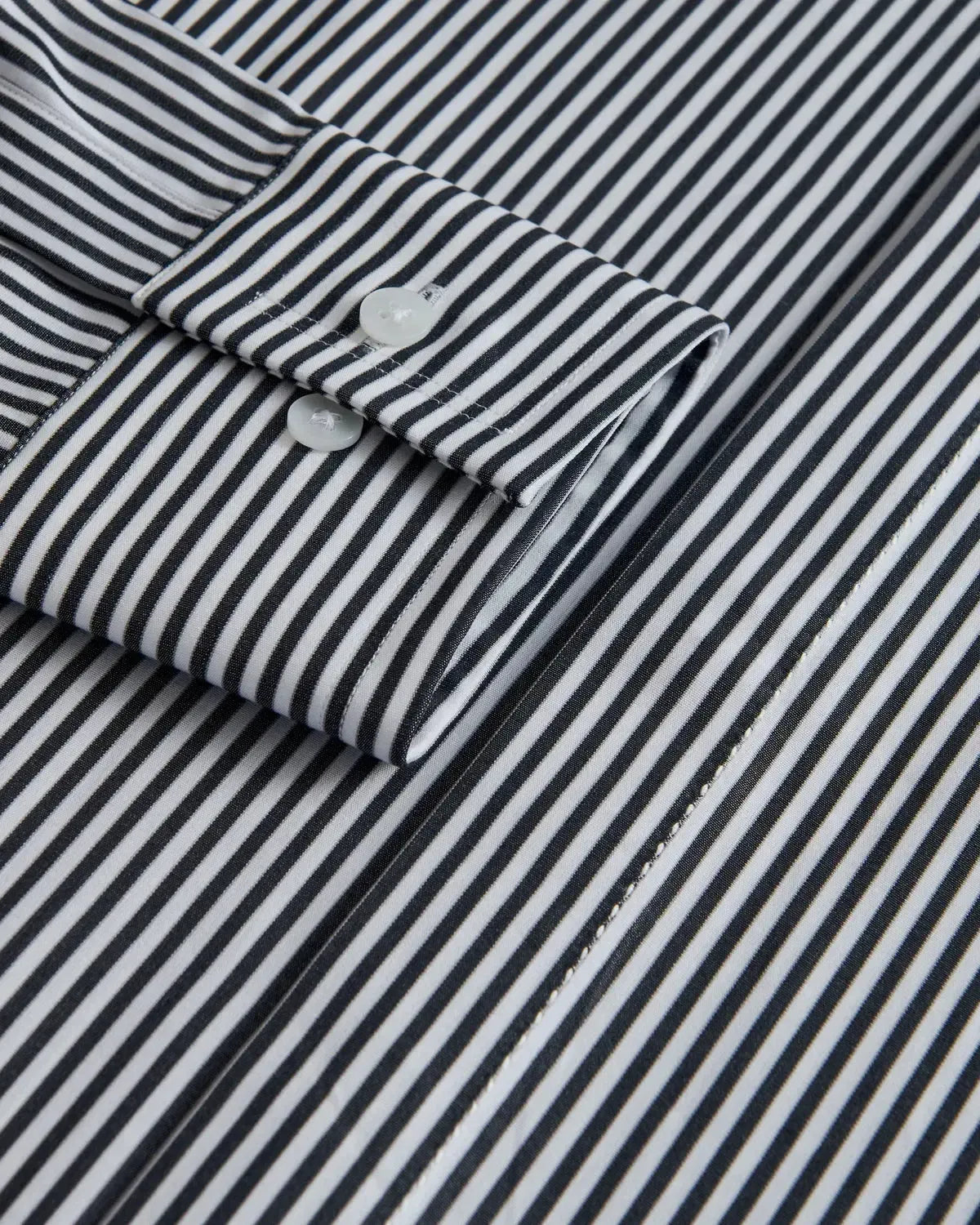 William Hunt Poplin Stripe Shirt Black White-MALFORD OF LONDON SAVILE ROW MENSWEAR OUTLET