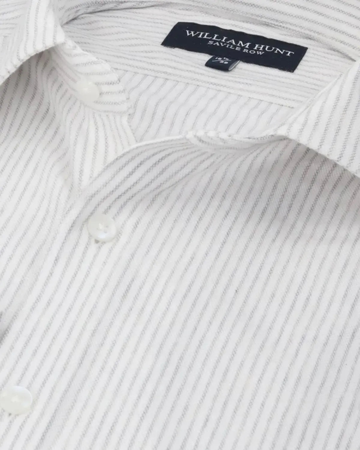 William Hunt Rope Stripe Textured Shirt White Light Grey-MALFORD OF LONDON SAVILE ROW MENSWEAR OUTLET