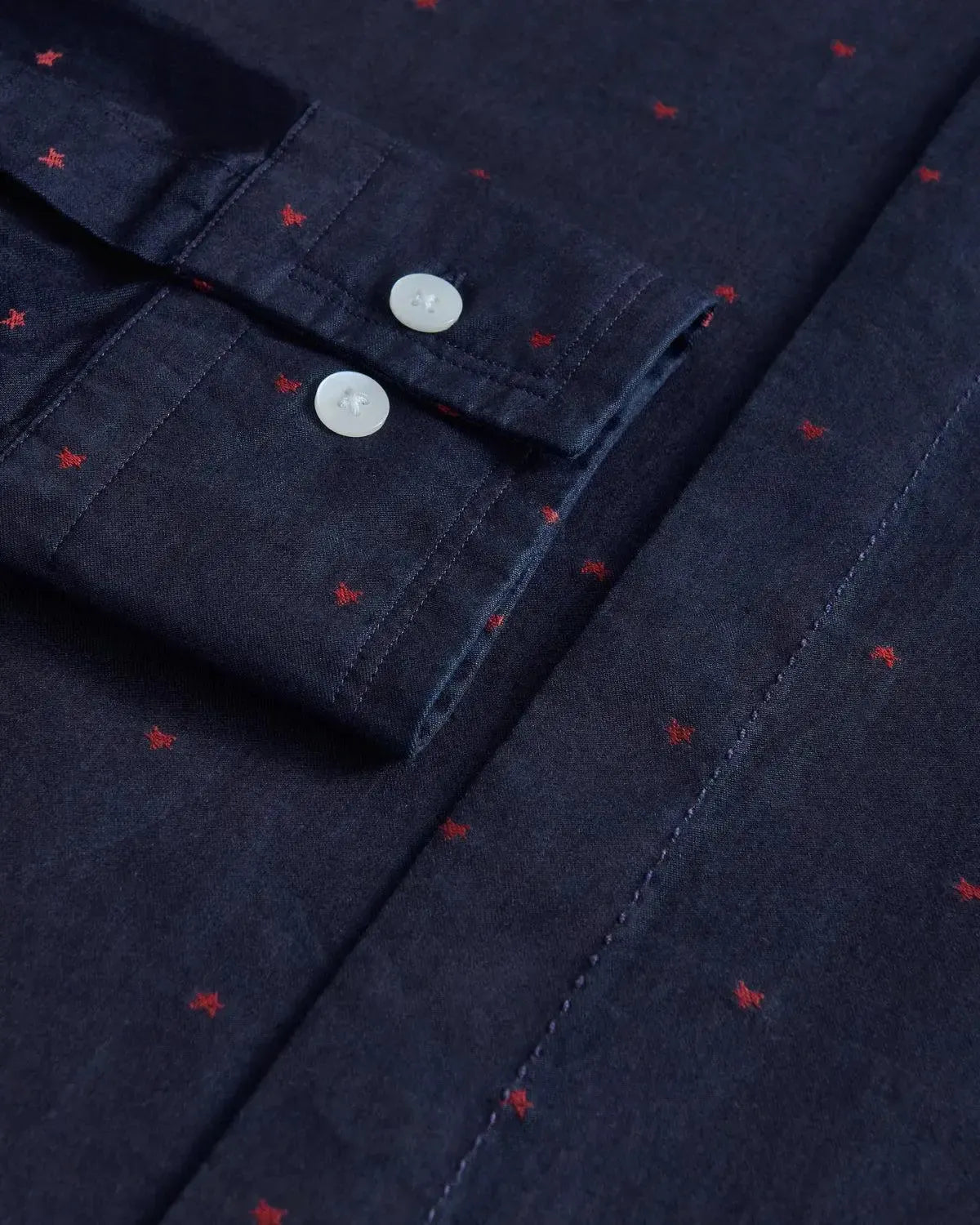 William Hunt Star Twill Shirt Navy-MALFORD OF LONDON SAVILE ROW MENSWEAR OUTLET