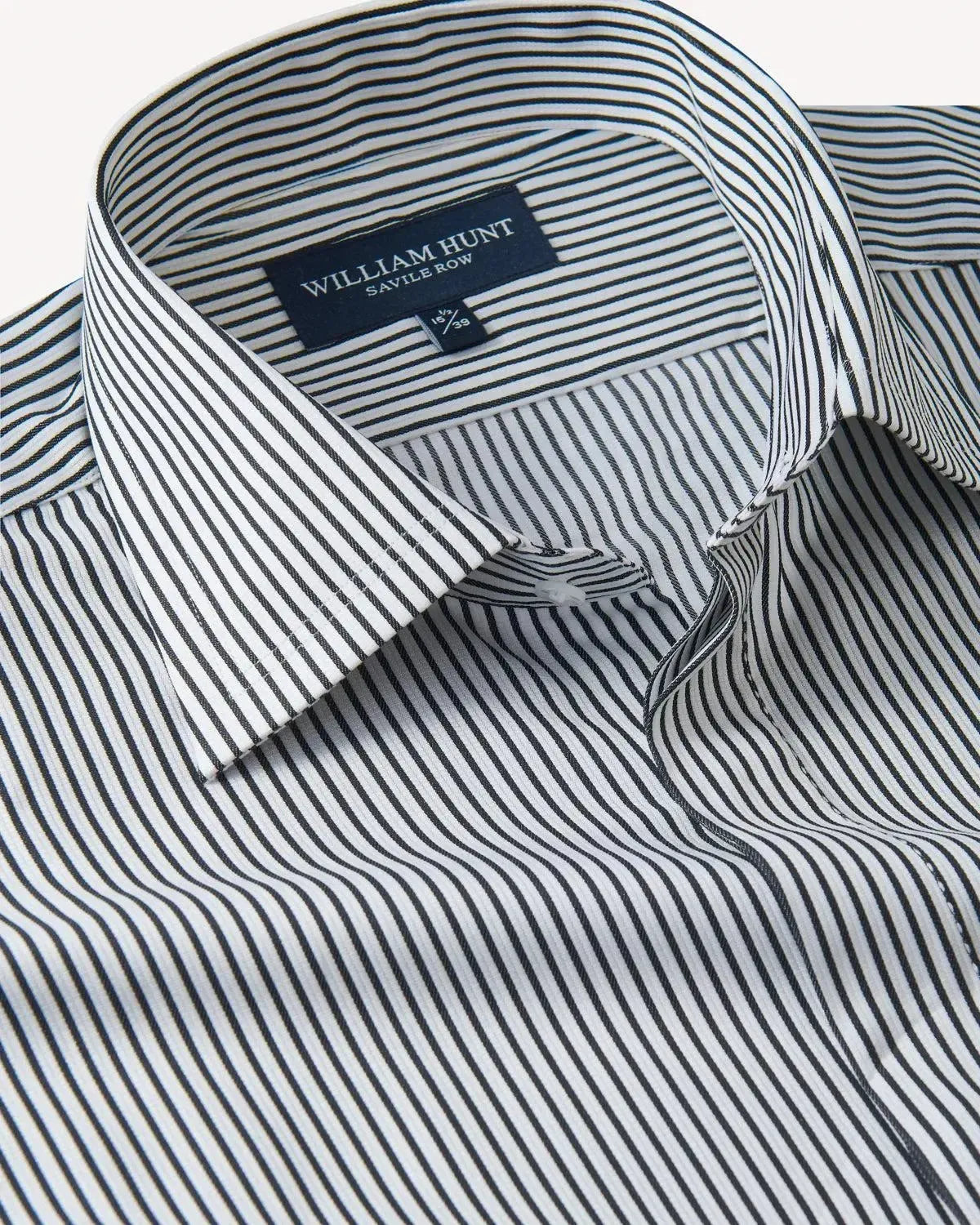 William Hunt Stripe Shirt Black White-MALFORD OF LONDON SAVILE ROW MENSWEAR OUTLET