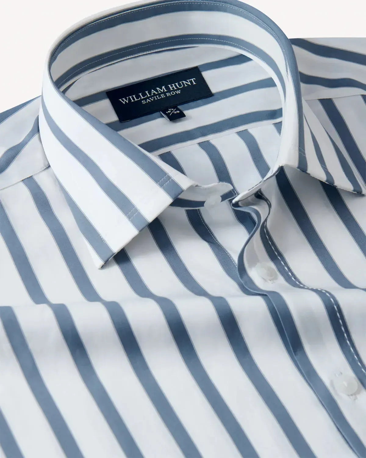 William Hunt Stripe Shirt White Teal-MALFORD OF LONDON SAVILE ROW MENSWEAR OUTLET