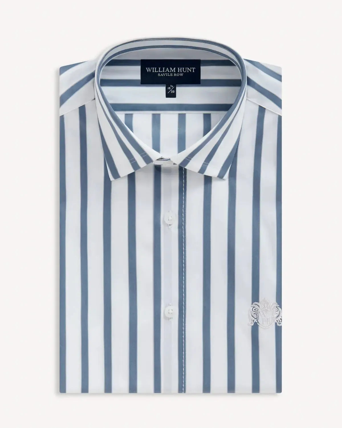 William Hunt Stripe Shirt White Teal-MALFORD OF LONDON SAVILE ROW MENSWEAR OUTLET
