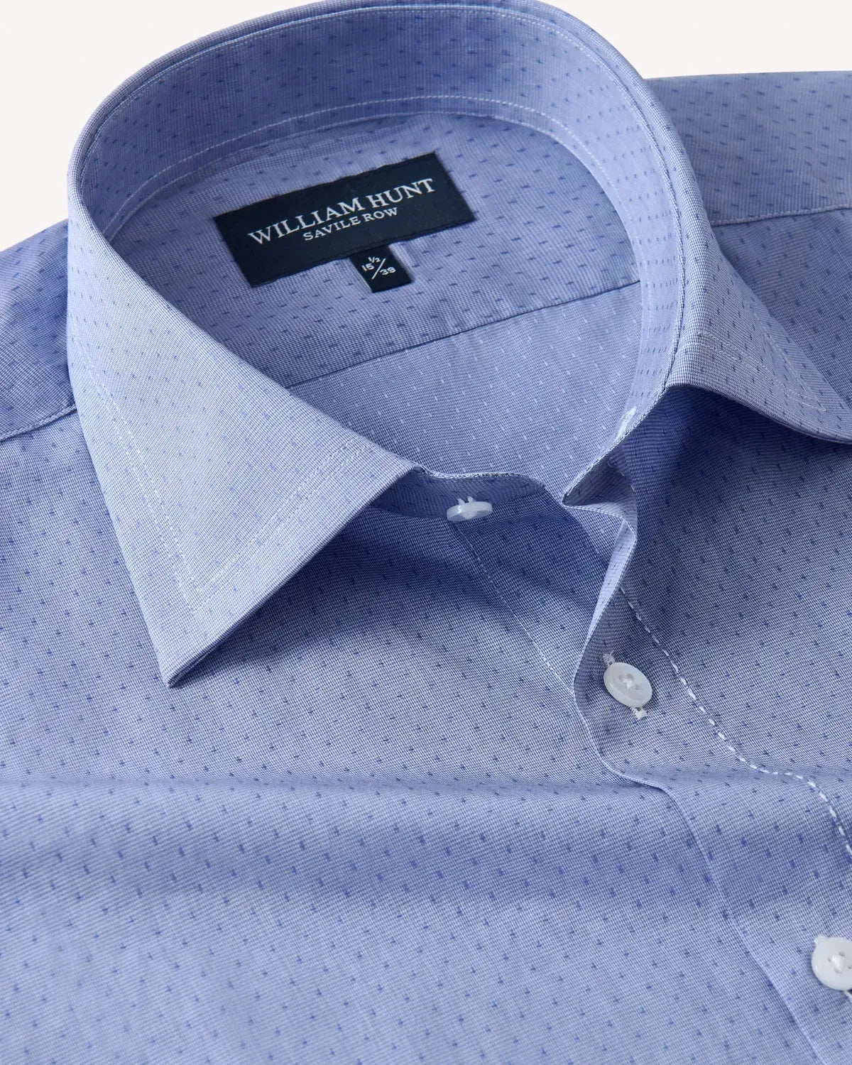 William Hunt Textured Dot Shirt Light Blue-MALFORD OF LONDON SAVILE ROW MENSWEAR OUTLET
