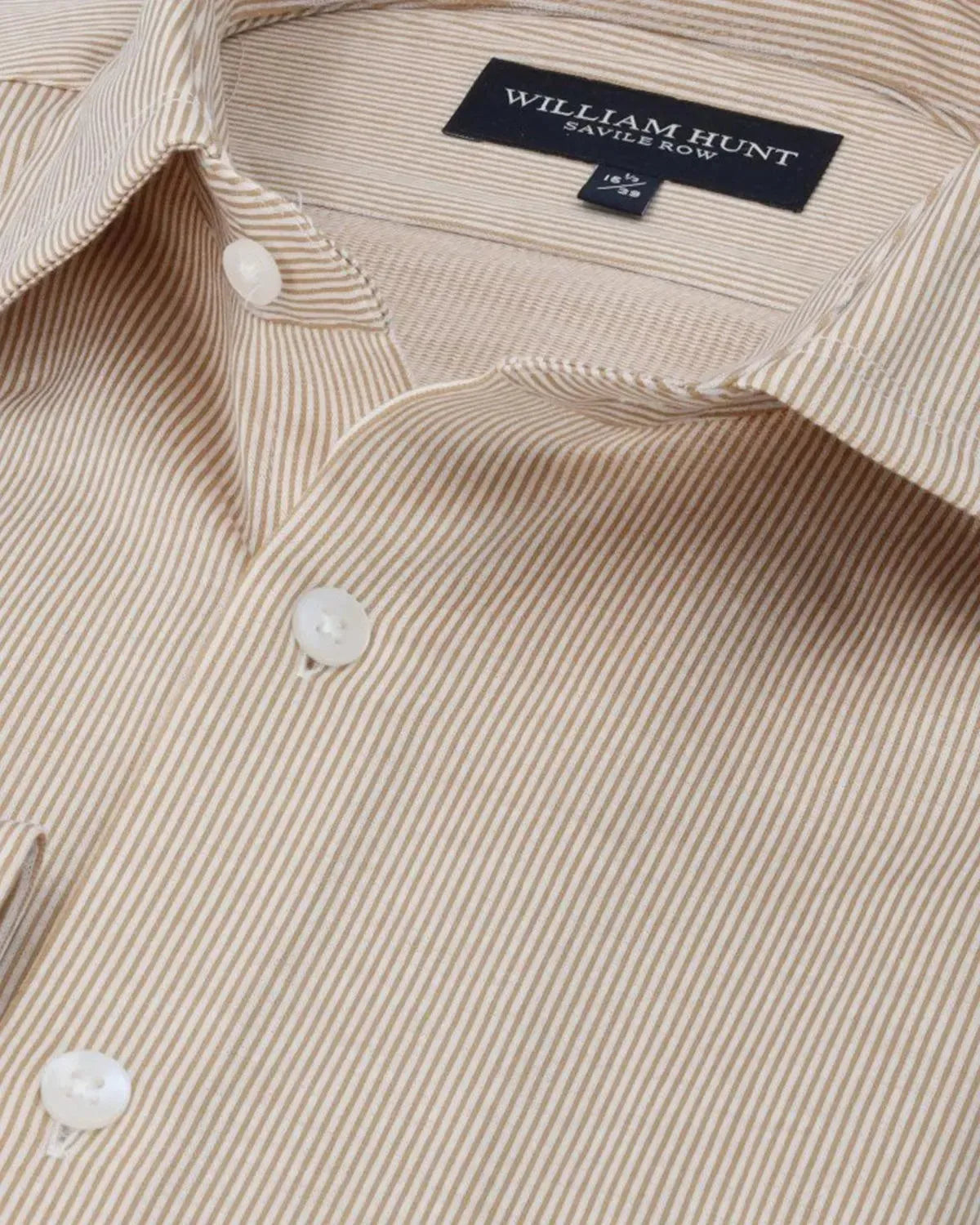 William Hunt Textured Striped Shirt Beige Brown-MALFORD OF LONDON SAVILE ROW MENSWEAR OUTLET
