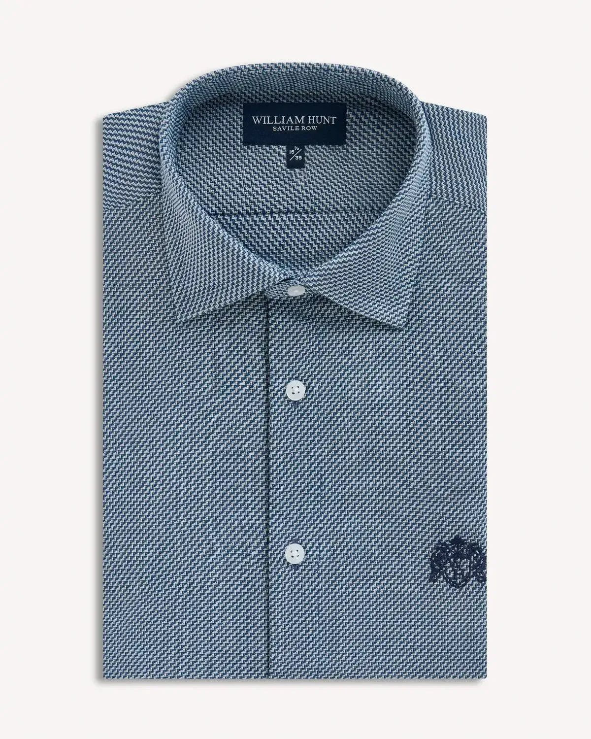 William Hunt Textured Weave Shirt Dark Blue – Tailored Menswear | Malford of London