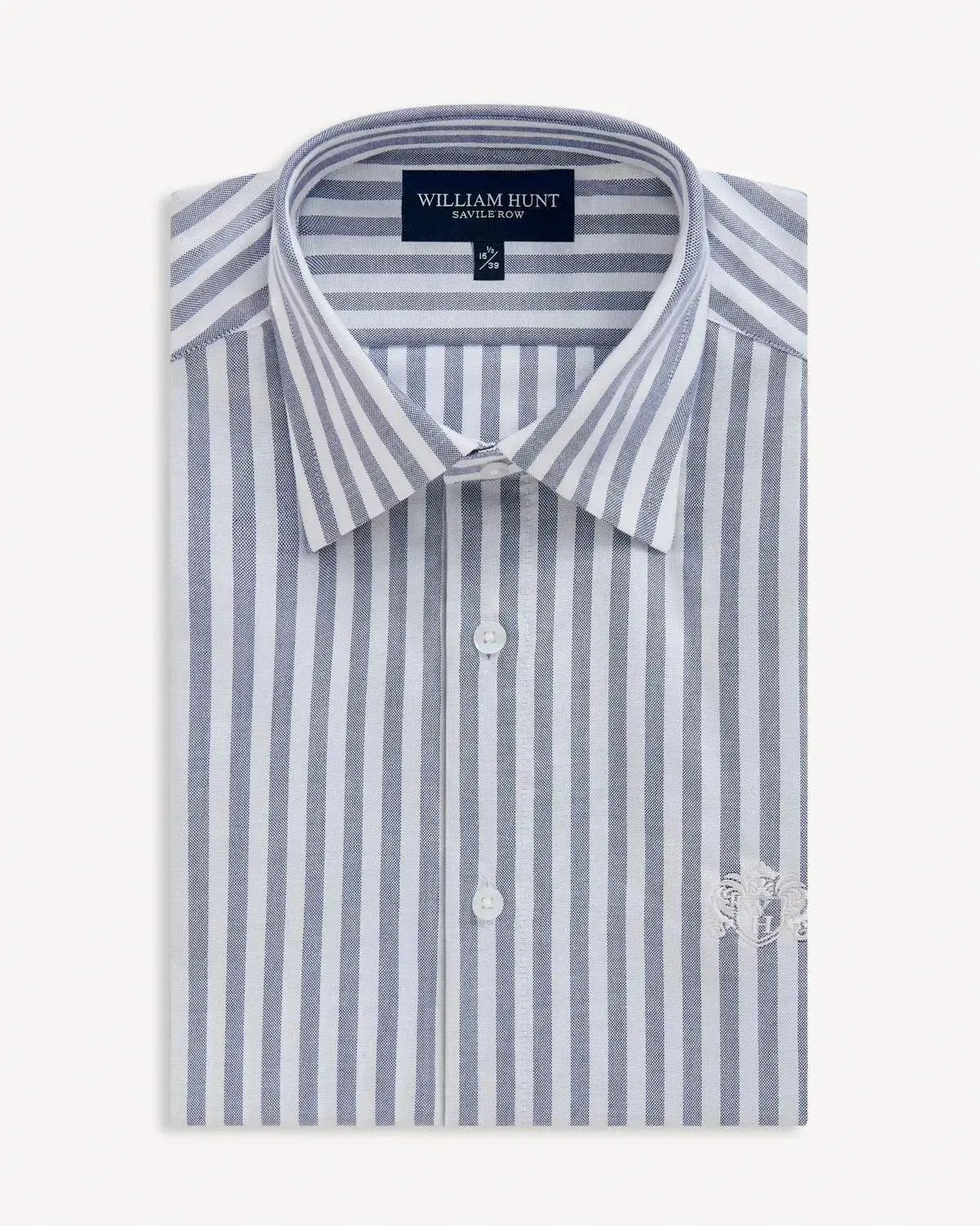 William Hunt Wide Stripe Shirt White Blue – Savile Row Menswear Outlet | Malford of London