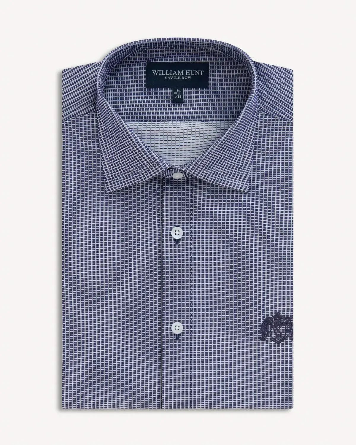 Williiam Hunt Textured Square Shirt Navy – Tailored Menswear | Malford of London