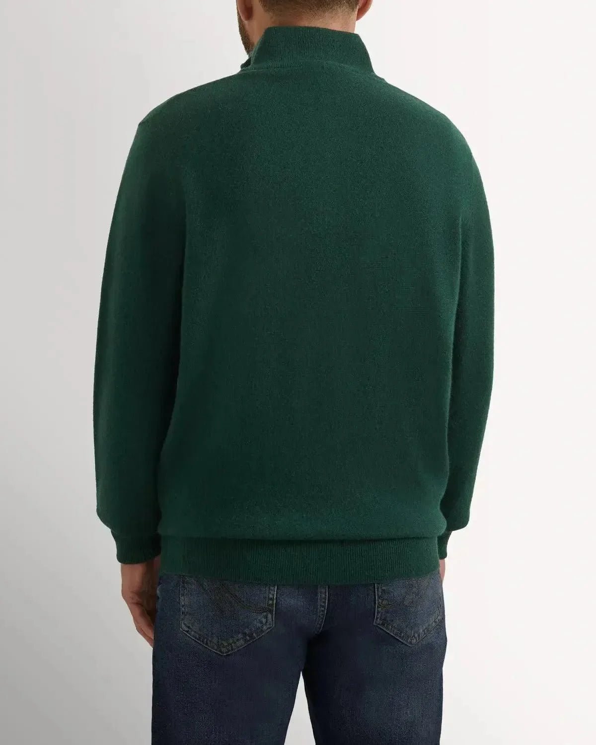 Bernard Weatherill 1/4 Zip Cashmere Mix Forest - Malford_of_London_Tailoring_Archive