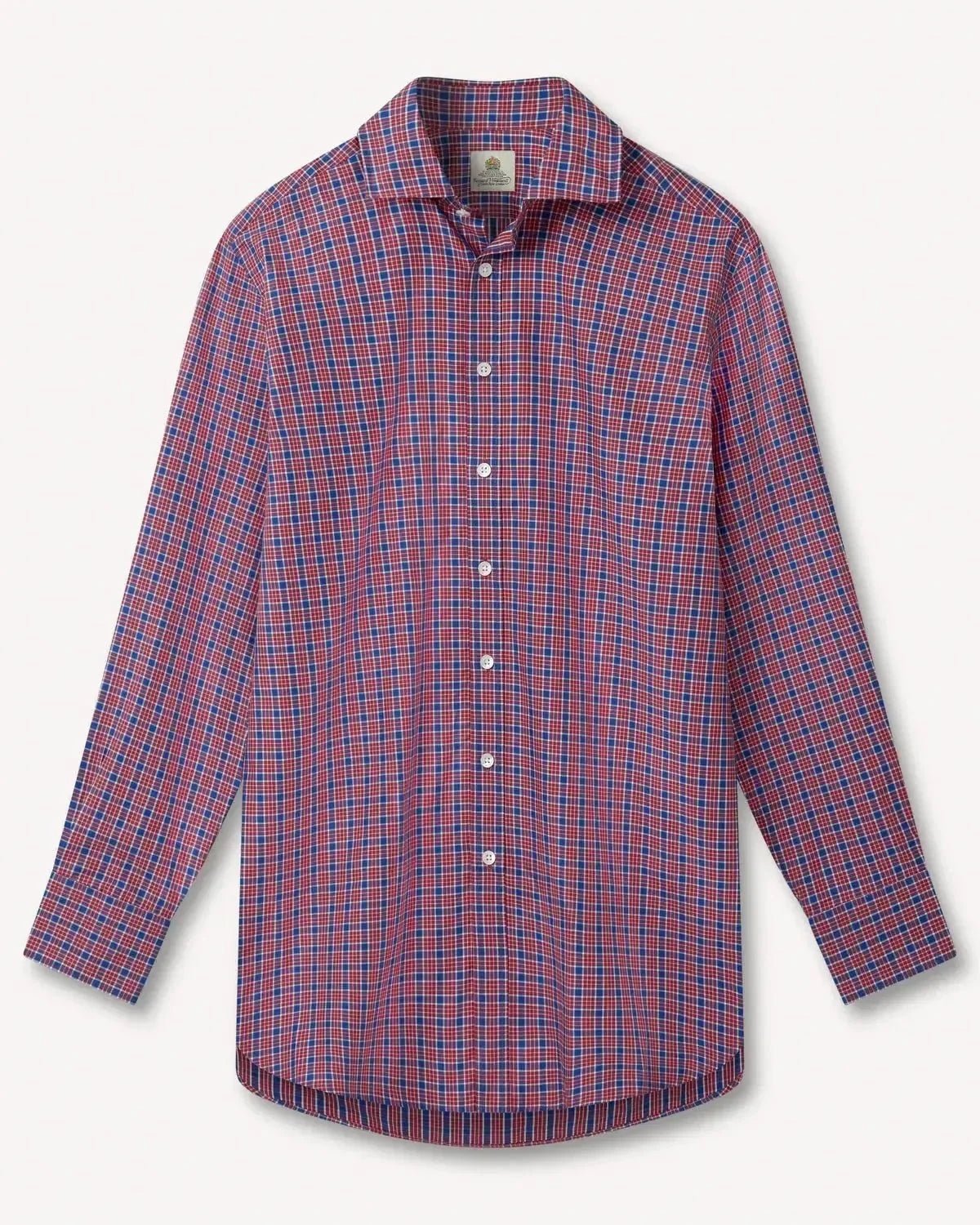 Bernard Weatherill Casual Check Poplin Shirt Blue Red - Malford_of_London_Tailoring_Archive