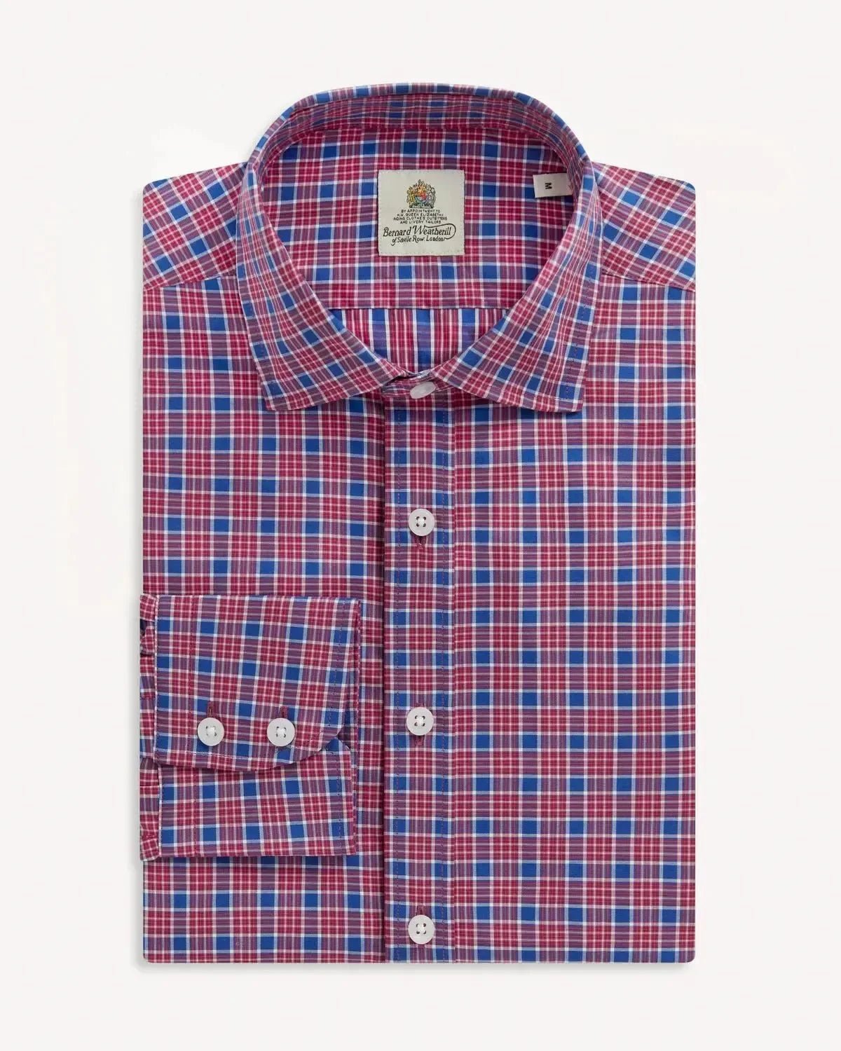 Bernard Weatherill Casual Check Poplin Shirt Blue Red - Malford_of_London_Tailoring_Archive