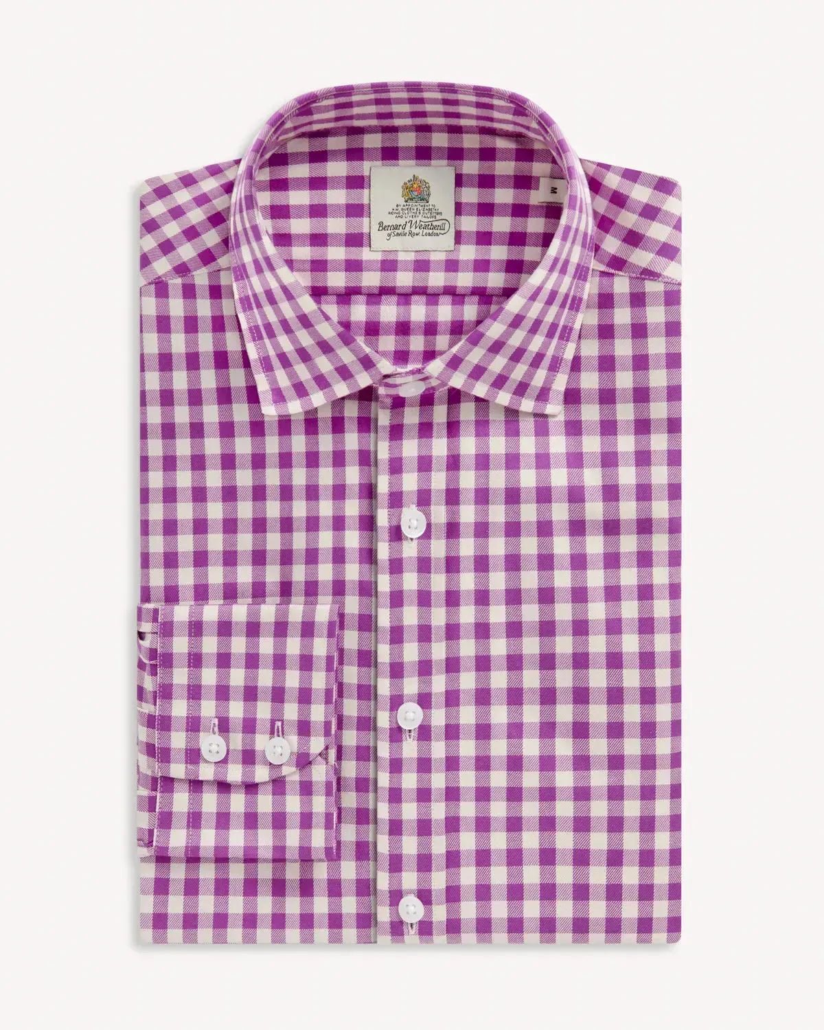 BERNARD WEATHERILL Country Gingham Twill Shirt Purple/Cream – Savile Row Menswear Outlet | Malford of London
