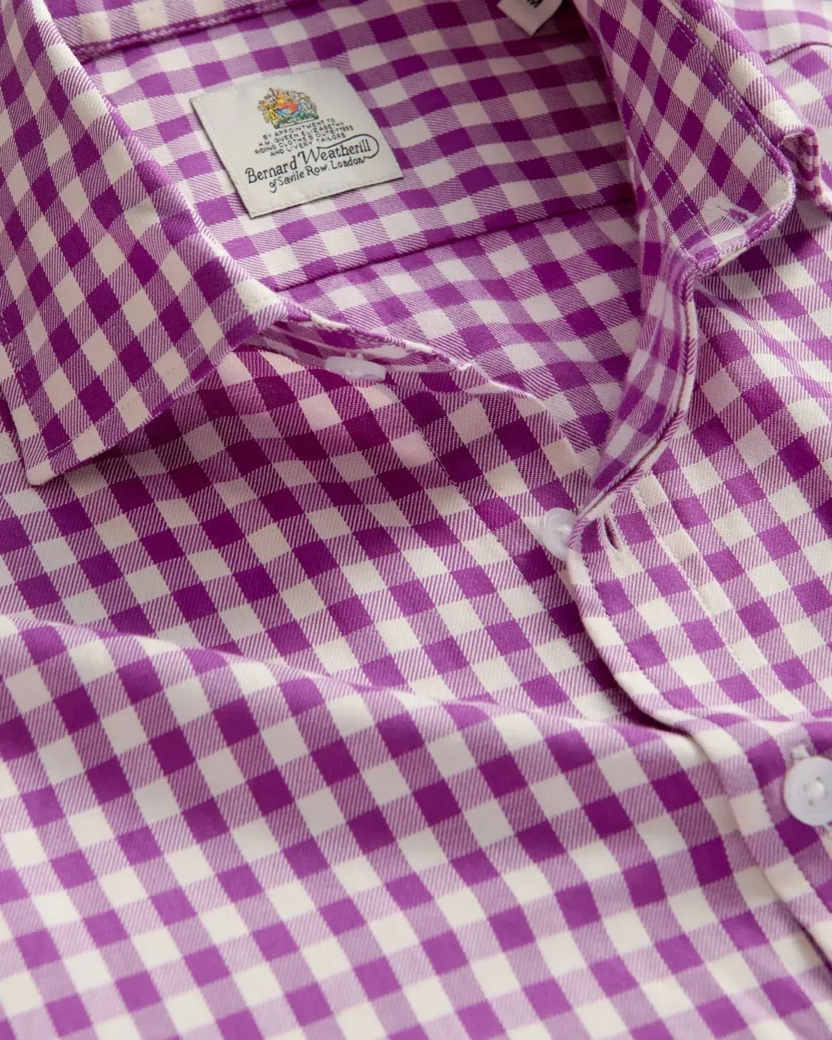 BERNARD WEATHERILL Country Gingham Twill Shirt Purple/Cream – Savile Row Menswear Outlet | Malford of London
