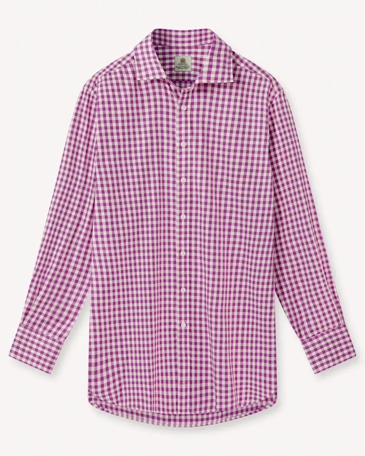 BERNARD WEATHERILL Country Gingham Twill Shirt Purple/Cream – Savile Row Menswear Outlet | Malford of London