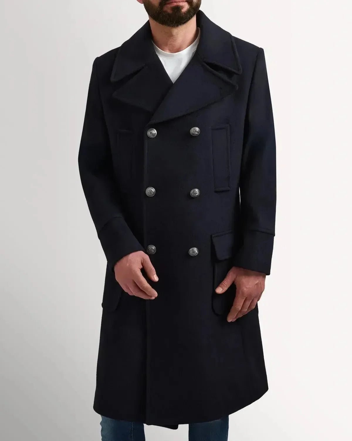 Bernard Weatherill DB 3/4 Length Peacoat Coat Navy - Malford_of_London_Tailoring_Archive