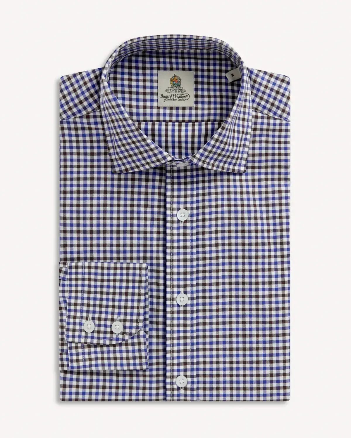 Bernard Weatherill Micro Gingham Country Twill Shirt Blue Green White – Savile Row Menswear Outlet | Malford of London